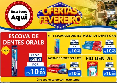 Modelo de Encarte para Encarte A4 Horizontal com o tema Ofertas de Fevereiro para Higiene Pessoal