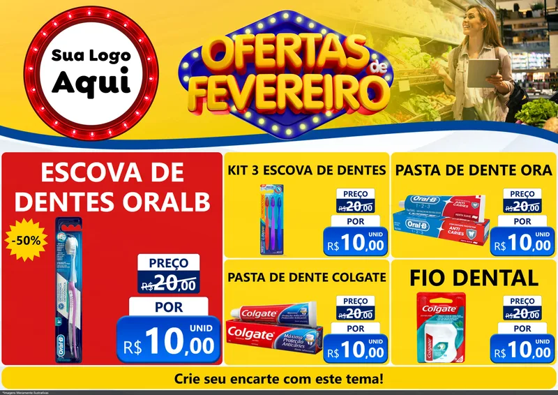 Modelo de Encarte para Encarte A4 Horizontal com o tema Ofertas de Fevereiro para Higiene Pessoal