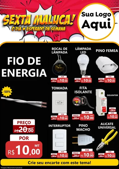 Modelo de Encarte para Encarte A4 Vertical com o tema Sexta Maluca! para Materiais Elétricos