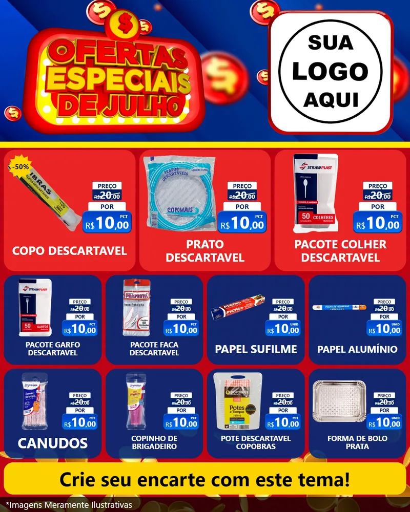 Modelo de Rede Social para Feed Instagram com o tema Ofertas Especiais de Julho para Embalagens
