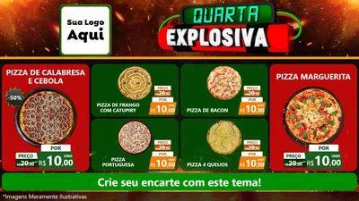 Modelo de TV para TV Horizontal com o tema Quarta Explosiva para Pizzaria
