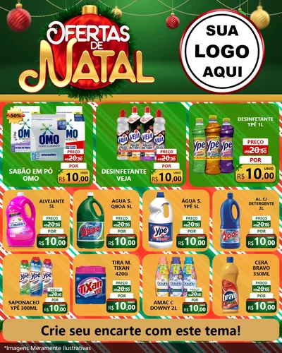Modelo de Rede Social para Feed Instagram com o tema Ofertas de Natal para Produtos de Limpeza