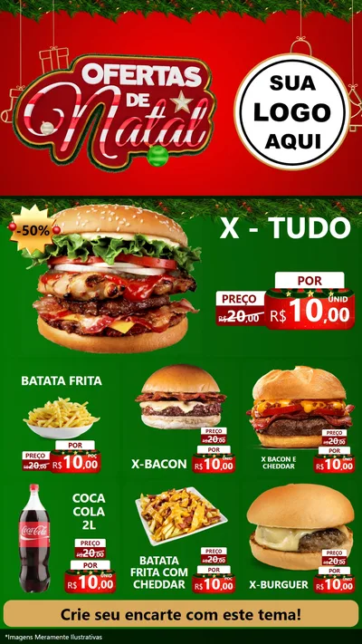 Modelo de Rede Social para Stories com o tema Ofertas de Natal para Hamburgueria