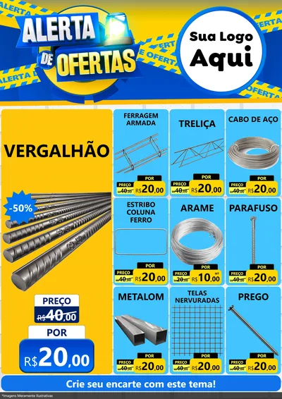 Modelo de Encarte para Encarte A4 Vertical com o tema Alerta de Ofertas para Ferragens