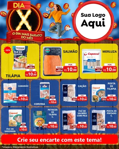 Modelo de Rede Social para Feed Instagram com o tema Dia X - O Dia Mais Barato Do Mês para Peixaria