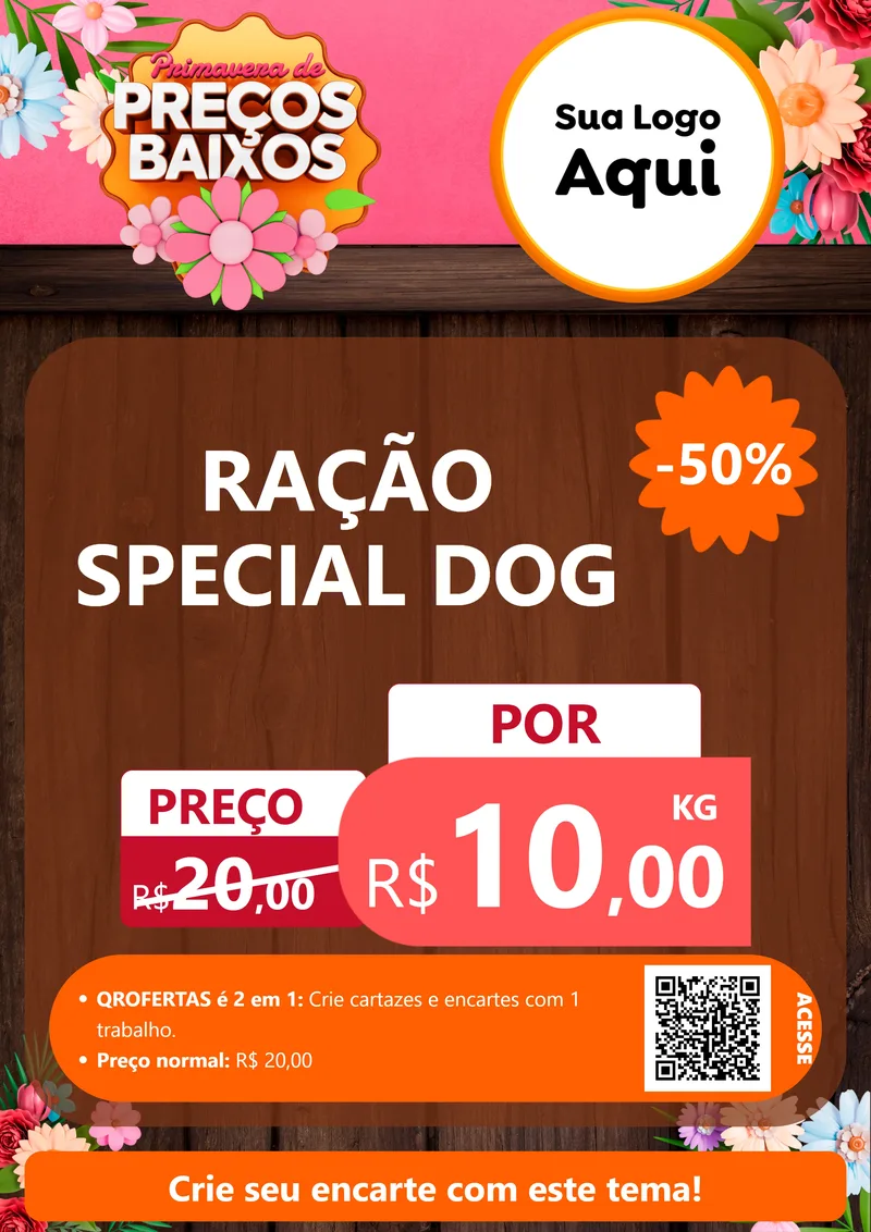 Modelo de Cartaz para Cartaz A4 Vertical com o tema Primavera de Preços Baixos para Pet Shop