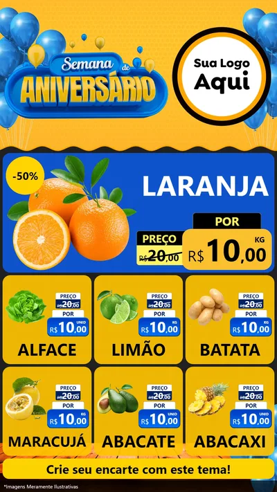 Modelo de Rede Social para Stories com o tema Semana de Aniversário para Hortifrúti