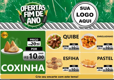 Modelo de Encarte para Encarte A4 Horizontal com o tema Ofertas Fim de Ano para Salgadaria