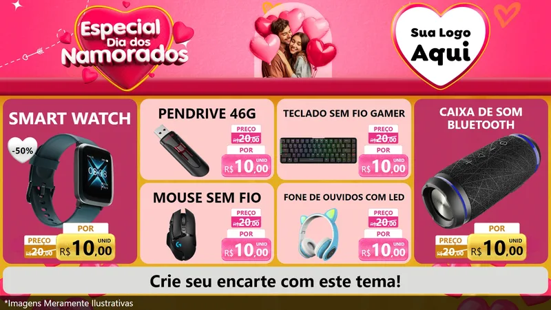 Modelo de TV para TV Horizontal com o tema Especial Dia dos Namorados para Informática