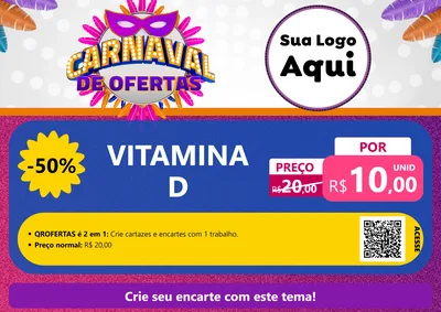 Modelo de Cartaz para Cartaz A4 Horizontal com o tema Carnaval de Ofertas para Farmácia