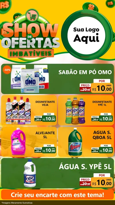 Modelo de TV para TV Vertical com o tema Show de Ofertas Imbatíveis para Produtos de Limpeza