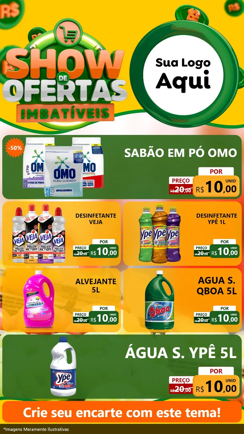 Modelo de TV para TV Vertical com o tema Show de Ofertas Imbatíveis para Produtos de Limpeza