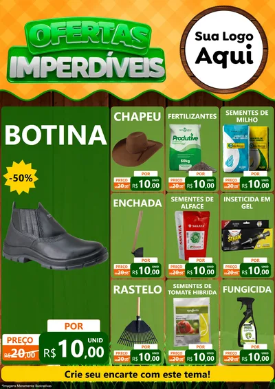 Modelo de Encarte para Encarte A4 Vertical com o tema Ofertas Imperdíveis para Agropecuária