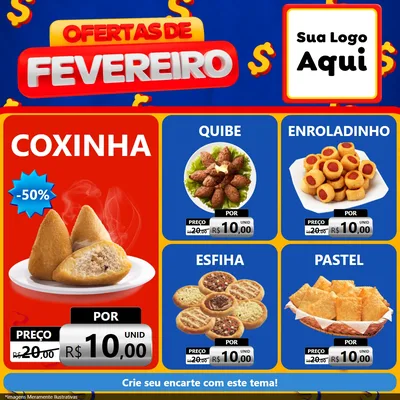 Modelo de Rede Social para Feed Facebook com o tema Ofertas de Fevereiro para Salgadaria