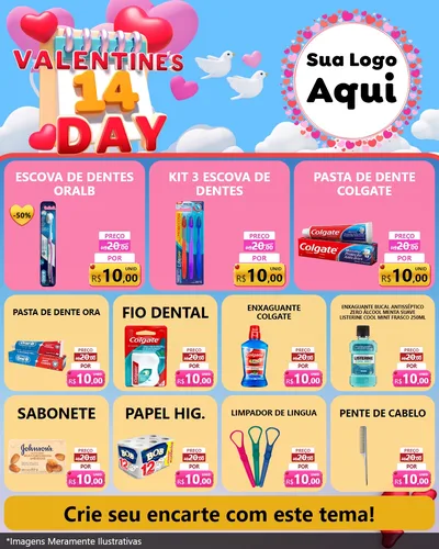 Modelo de Rede Social para Feed Instagram com o tema Valentine's Day para Higiene Pessoal