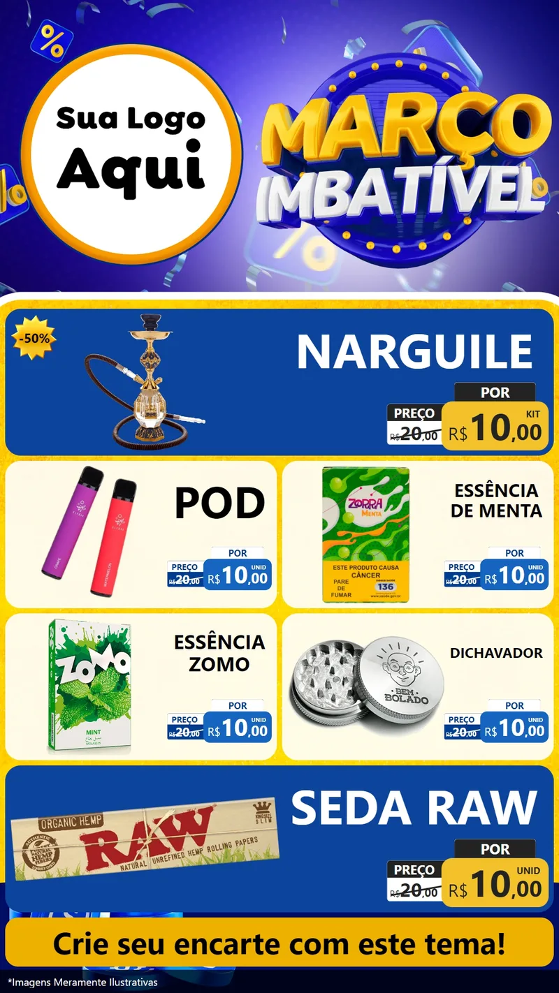 Modelo de TV para TV Vertical com o tema Março Imbatível para Tabacaria