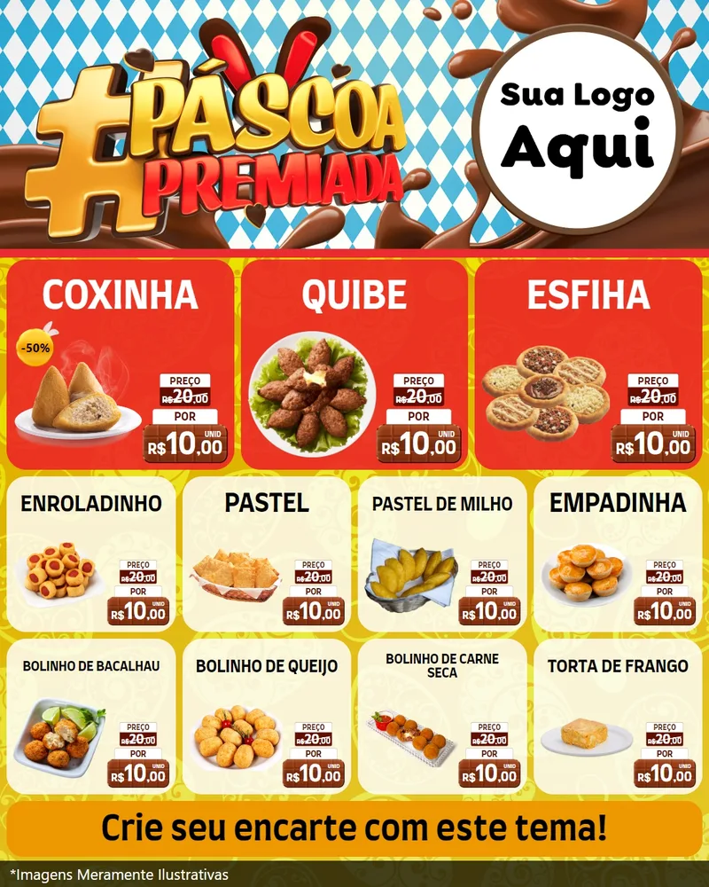 Modelo de Rede Social para Feed Instagram com o tema Páscoa Premiada para Salgadaria