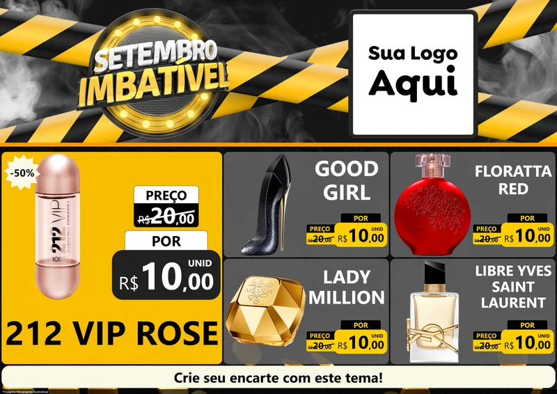 Modelo de Encarte para Encarte A4 Horizontal com o tema Setembro Imbatível para Perfumes