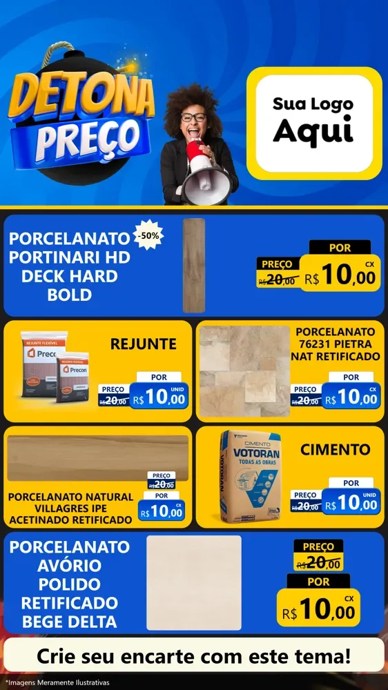 Modelo de TV para TV Vertical com o tema Detona Preços para Pisos e revestimentos