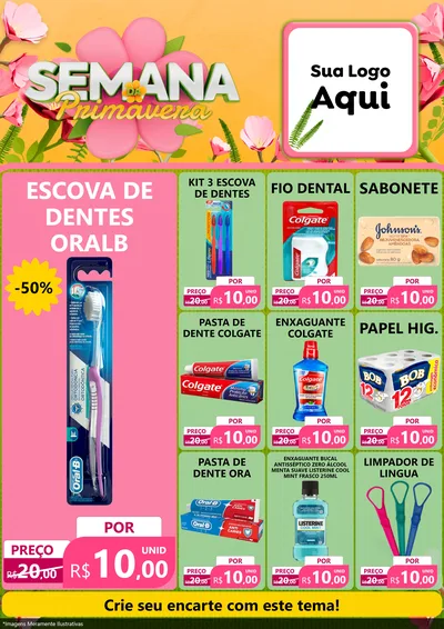Modelo de Encarte para Encarte A4 Vertical com o tema Semana da Primavera para Higiene Pessoal