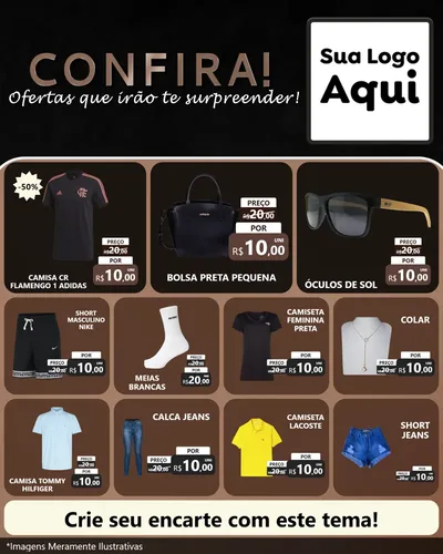 Modelo de Rede Social para Feed Instagram com o tema Confira! Ofertas que irão te surpreender! para Roupas e acessórios