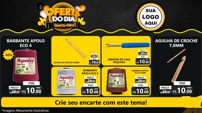 Modelo de TV para TV Horizontal com o tema Oferta do Dia - Quarta Feira! para Armarinho e Aviamentos