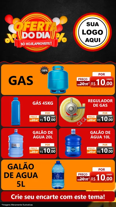 Modelo de TV para TV Vertical com o tema Oferta do Dia - Só hoje, Aproveite! para Água e gás
