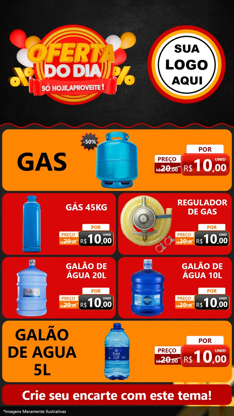 Modelo de TV para TV Vertical com o tema Oferta do Dia - Só hoje, Aproveite! para Água e gás