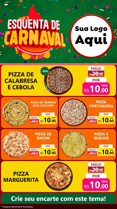 Modelo de TV para TV Vertical com o tema Esquenta de Carnaval para Pizzaria