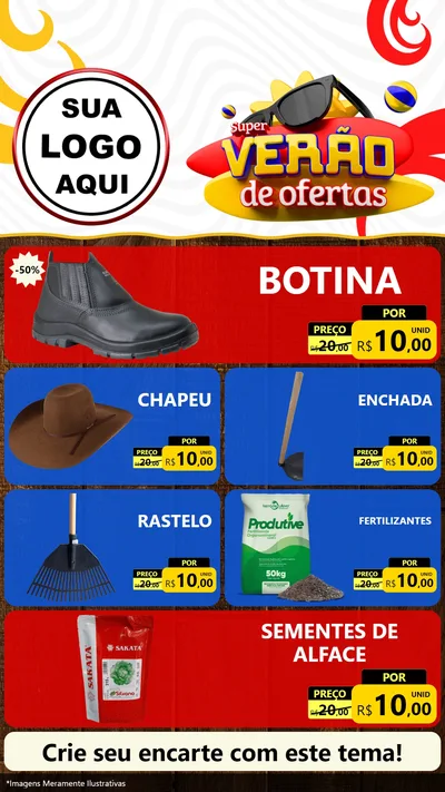 Modelo de TV para TV Vertical com o tema Super Verão de Ofertas para Agropecuária