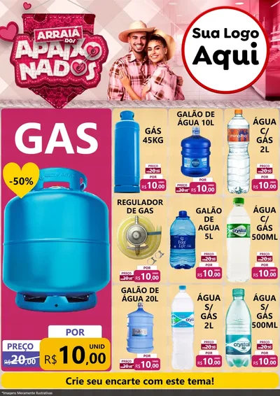 Modelo de Encarte para Encarte A4 Vertical com o tema Arraiá dos Apaixonados - Junina para Água e gás