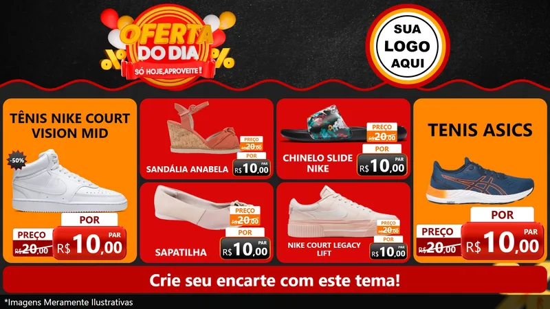 Modelo de TV para TV Horizontal com o tema Oferta do Dia - Só hoje, Aproveite! para Calçados