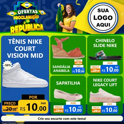 Modelo de Rede Social para Feed Facebook com o tema Ofertas Proclamação da República para Calçados