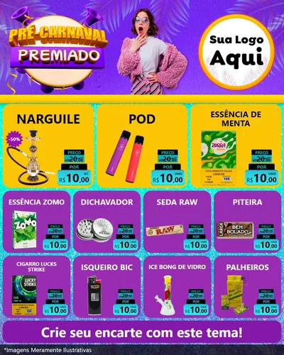 Modelo de Rede Social para Feed Instagram com o tema Pré-Carnaval Premiado para Tabacaria