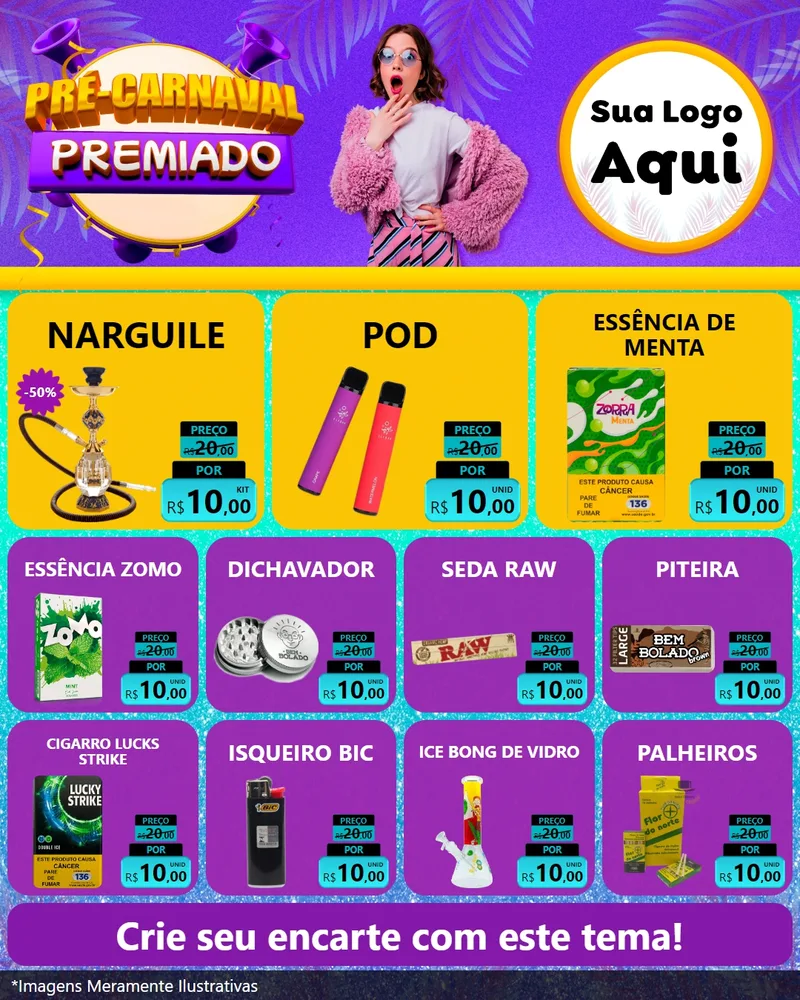 Modelo de Rede Social para Feed Instagram com o tema Pré-Carnaval Premiado para Tabacaria