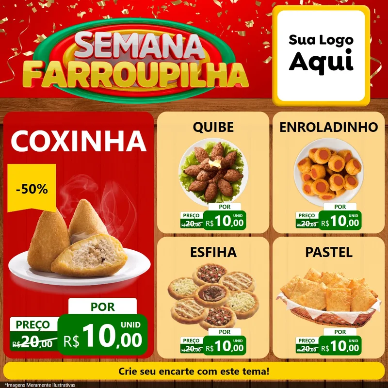 Modelo de Rede Social para Feed Facebook com o tema Semana Farroupilha para Salgadaria