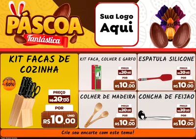 Modelo de Encarte para Encarte A4 Horizontal com o tema Páscoa Fantástica para Utilidades Domésticas