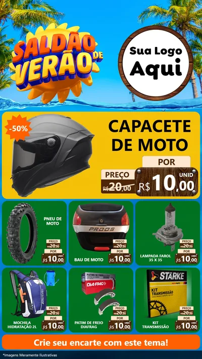 Modelo de Rede Social para Stories com o tema Saldão de Verão para Moto peças