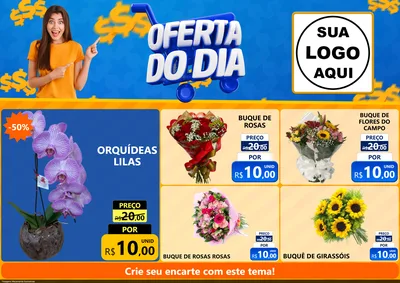 Modelo de Encarte para Encarte A4 Horizontal com o tema Oferta do Dia para Floricultura e jardim