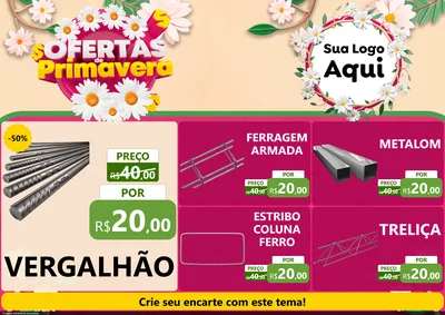 Modelo de Encarte para Encarte A4 Horizontal com o tema Ofertas de Primavera para Ferragens