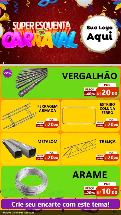 Modelo de TV para TV Vertical com o tema Super Esquenta de Carnaval para Ferragens