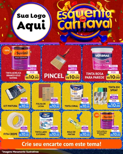 Modelo de Rede Social para Feed Instagram com o tema Esquenta de Carnaval para Tintas e Ferramentas