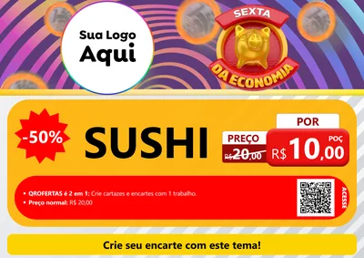 Modelo de Cartaz para Cartaz A4 Horizontal com o tema Sexta da Economia para Comida japonesa