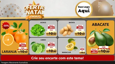 Modelo de TV para TV Horizontal com o tema Ofertas De Natal E Ano Novo para Hortifrúti
