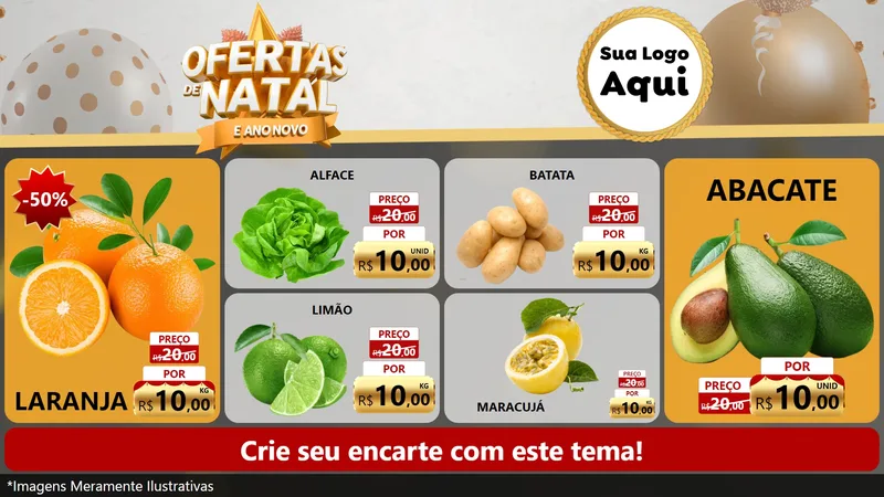 Modelo de TV para TV Horizontal com o tema Ofertas De Natal E Ano Novo para Hortifrúti