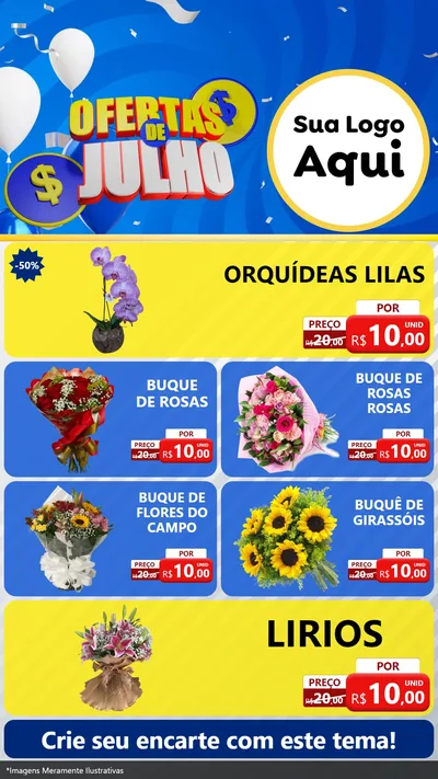 Modelo de TV para TV Vertical com o tema Ofertas de Julho para Floricultura e jardim
