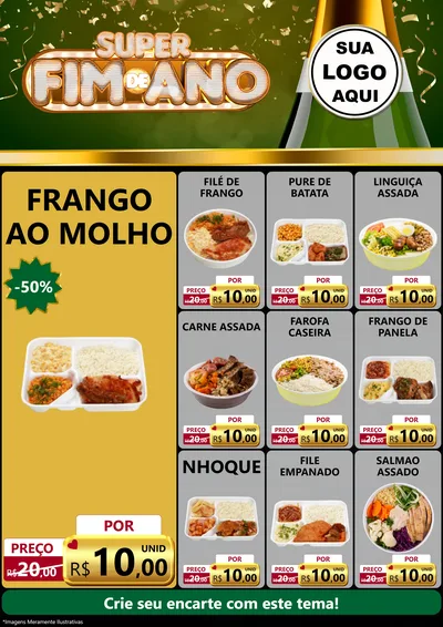 Modelo de Encarte para Encarte A4 Vertical com o tema Super Fim de Ano para Restaurante