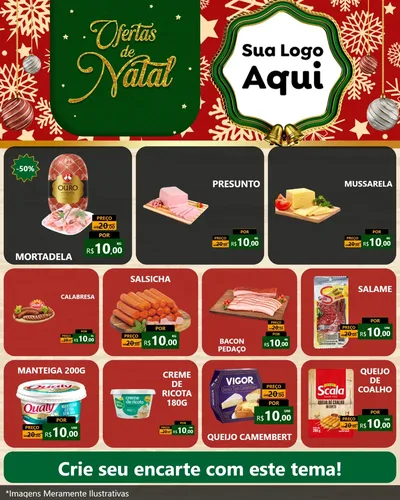 Modelo de Rede Social para Feed Instagram com o tema Natal de Ofertas para Frios e Laticínios