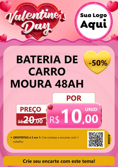 Modelo de Cartaz para Cartaz A4 Vertical com o tema Valentine's Day para Baterias Elétricas