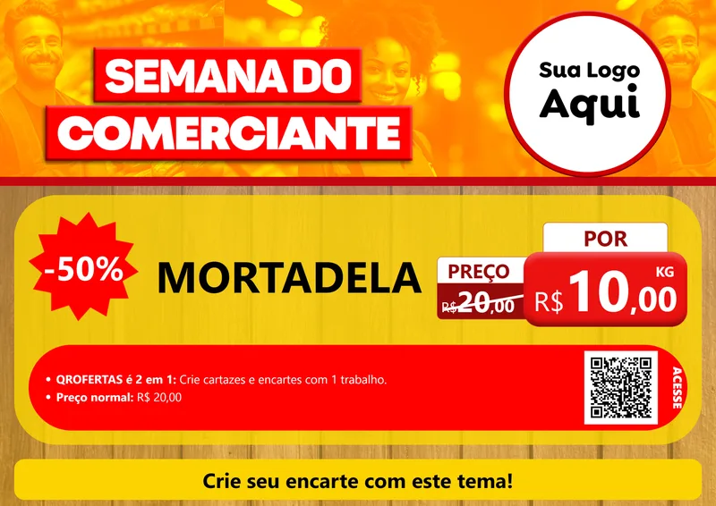 Modelo de Cartaz para Cartaz A4 Horizontal com o tema Semana do Comerciante para Frios e Laticínios